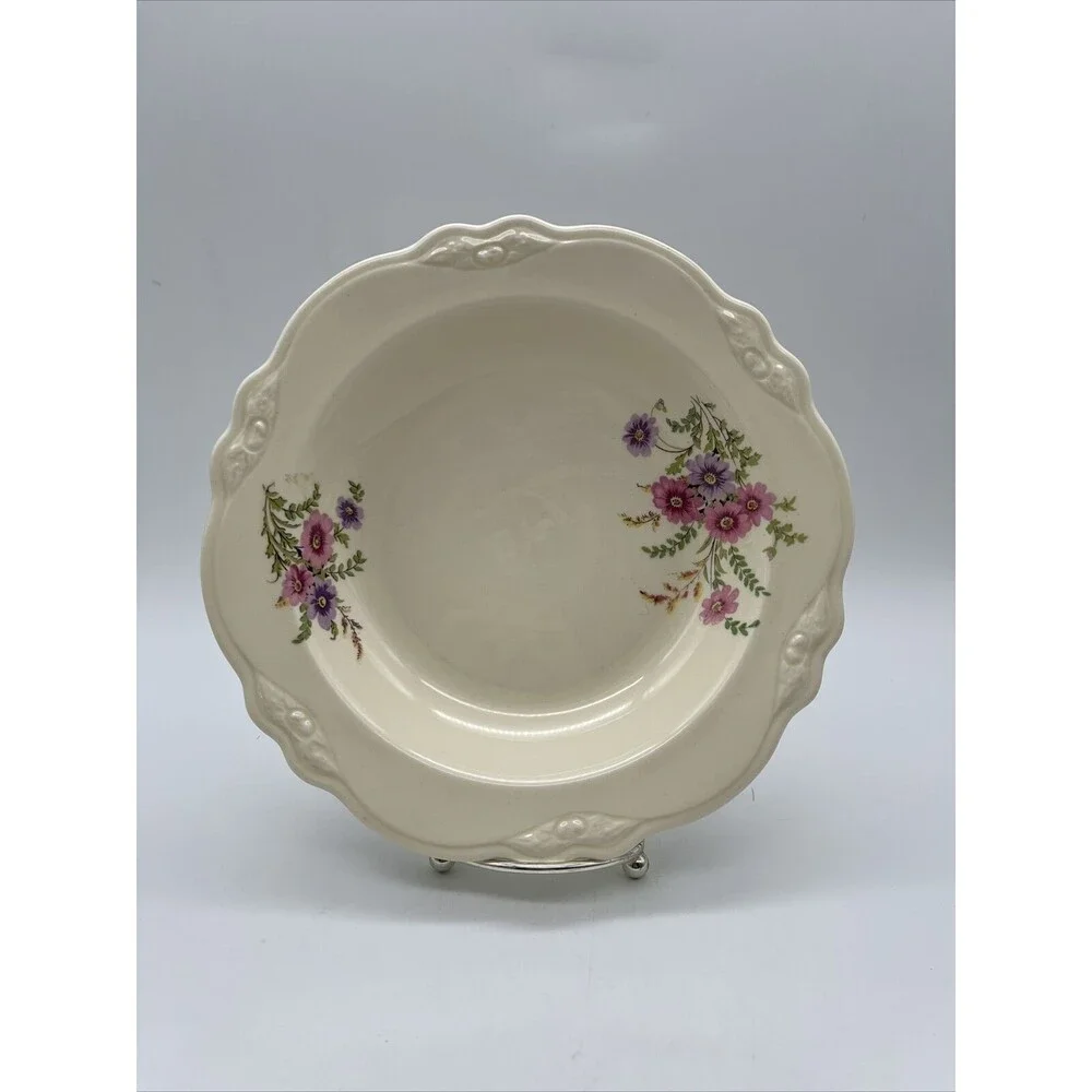 Homer Laughlin  Soup Bowl Flower Print Collectible Pretty 3D Border